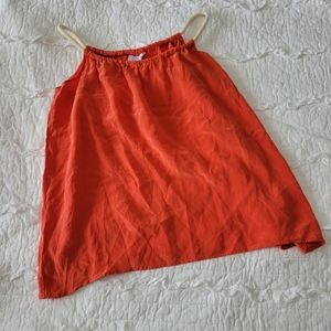 T Los Angeles 100% Silk Tank S EUC Coral Adjustable Rope Neckline